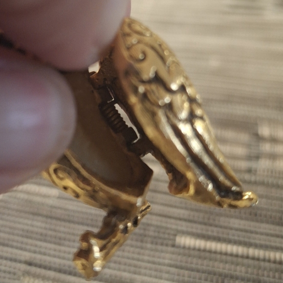 Vintage 70s Max Factor Gold Owl Pendant Necklace with Green Eyes - Picture 3 of 5